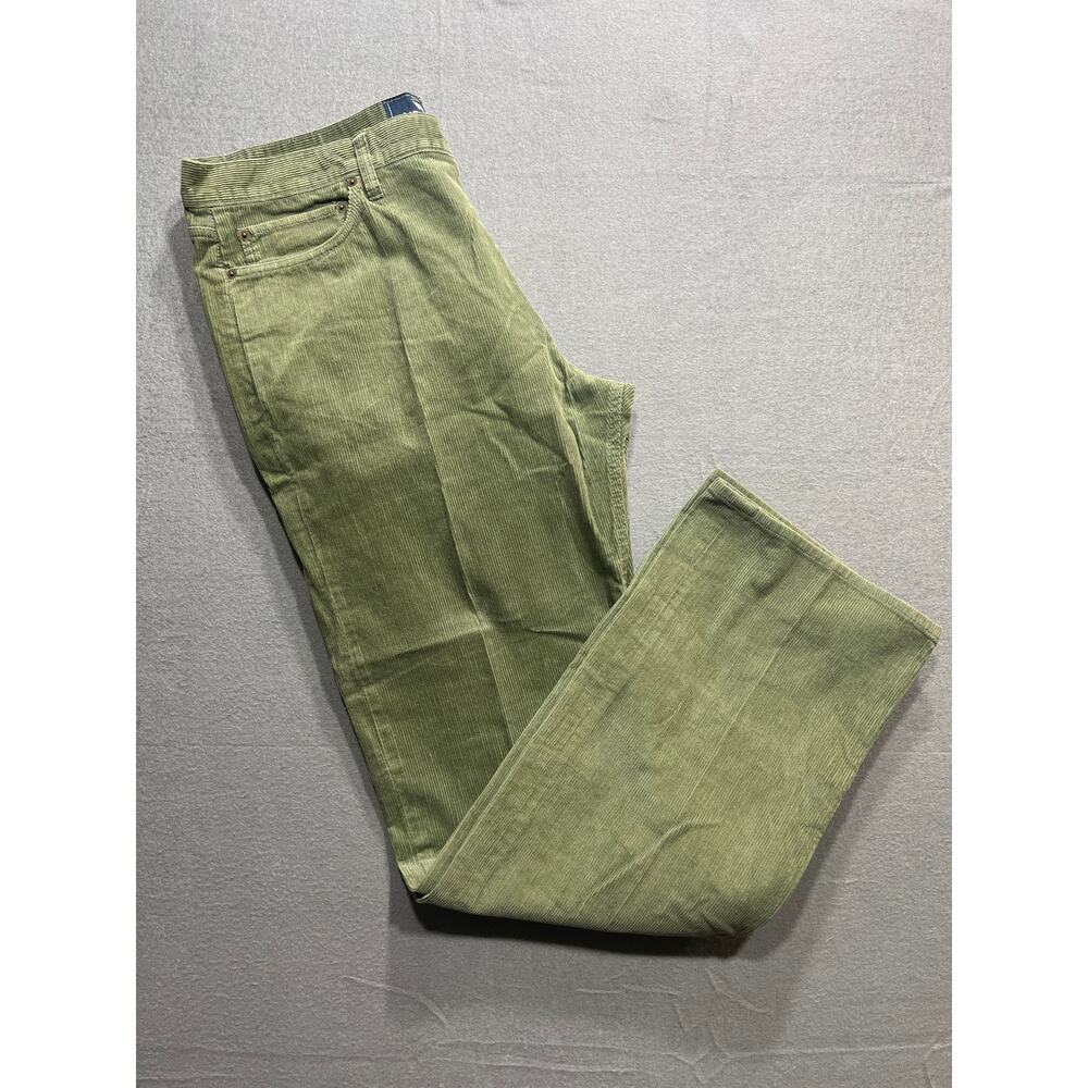 Vintage American Living Corduroy Flat Front Pants Green Mens Size 36/34